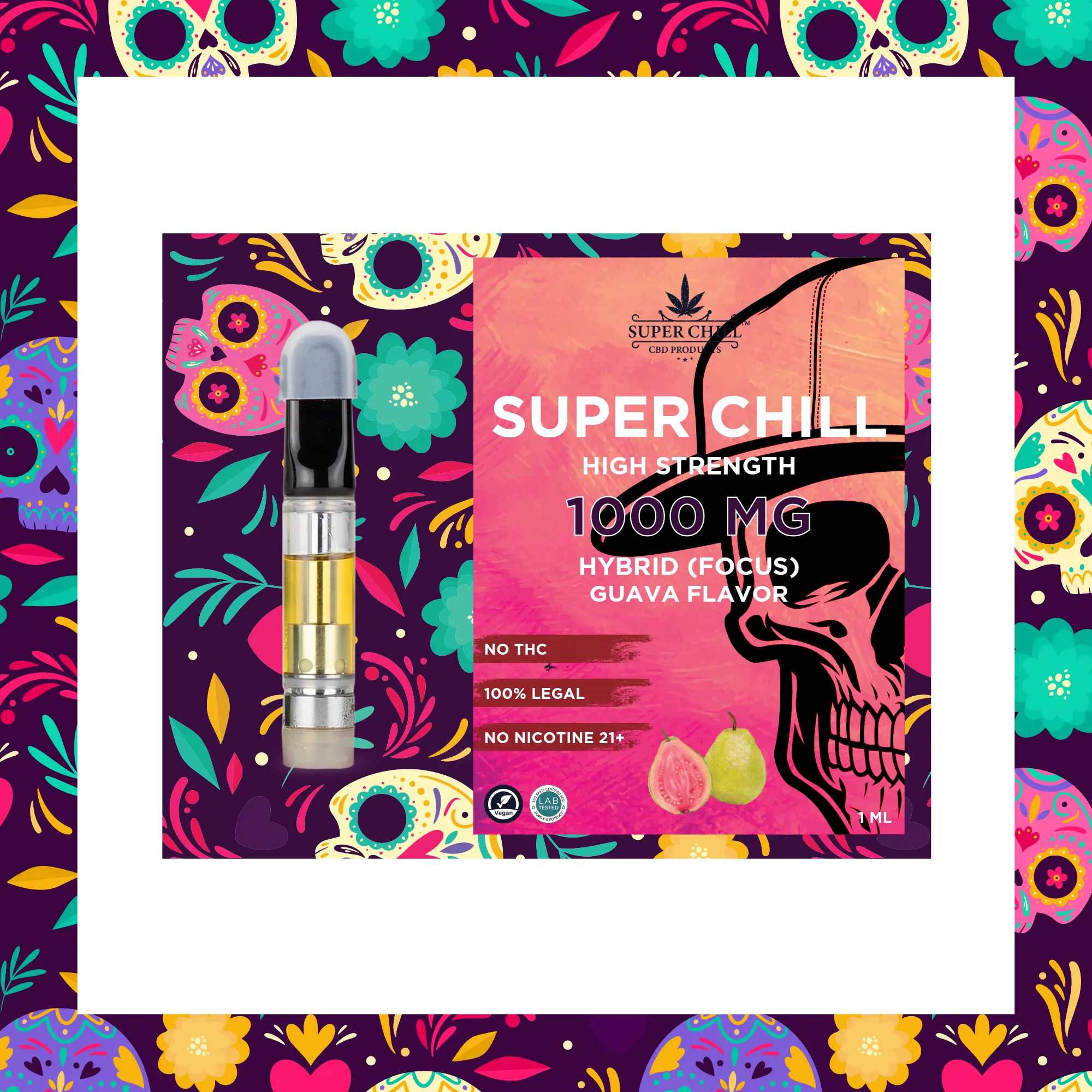 Super Chill CBD Cartridges - 1 ML - 1000 MG CBD Pre-Filled - High Strength - 100% Natural - Made in USA - Image 2
