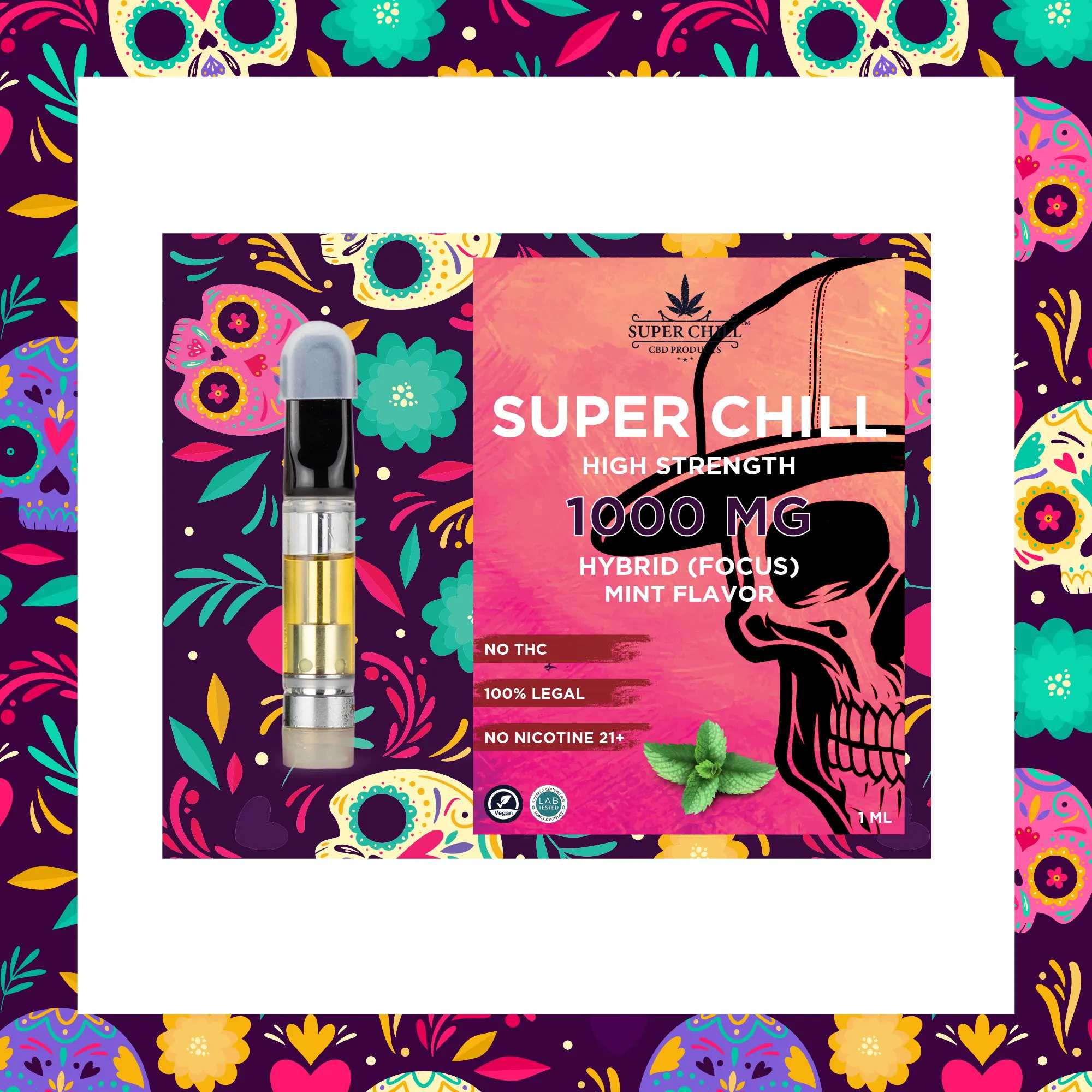 Super Chill CBD Cartridges - 1 ML - 1000 MG CBD Pre-Filled - High Strength - 100% Natural - Made in USA - Image 3