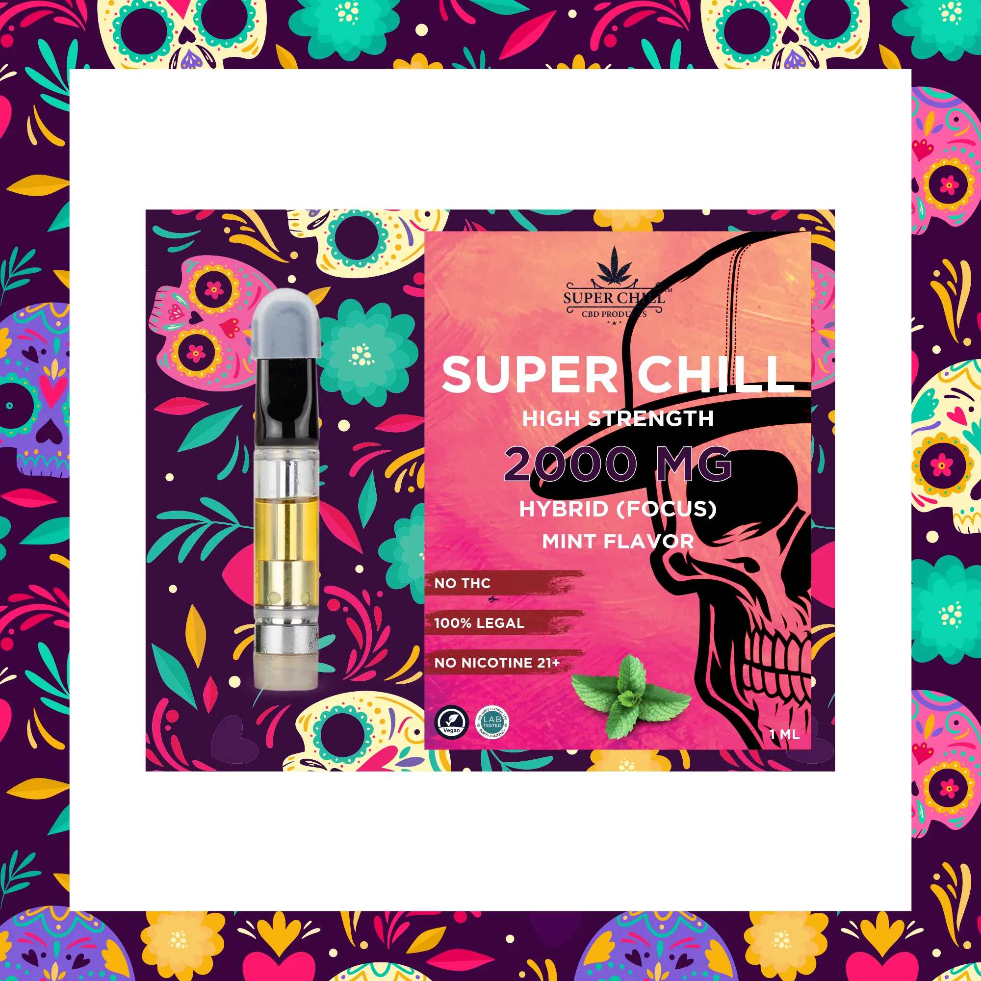 Super Chill CBD Cartridges - 1 ML - 2000 MG CBD Pre-Filled - High Strength - 100% Natural - Made in USA - Image 3