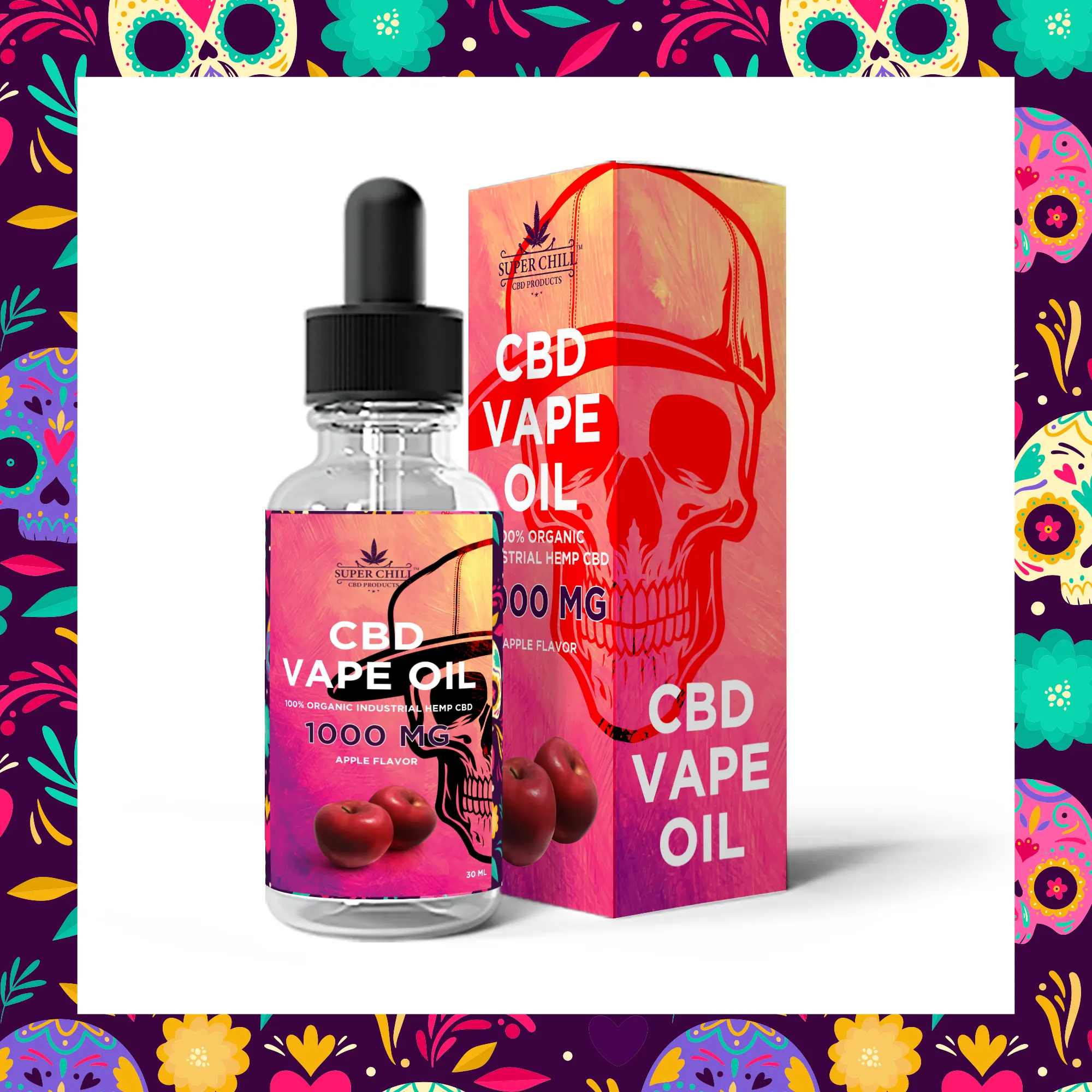 Super Chill CBD Vape Oil - 30 ML - 1000 MG - 100% Natural - Made in USA