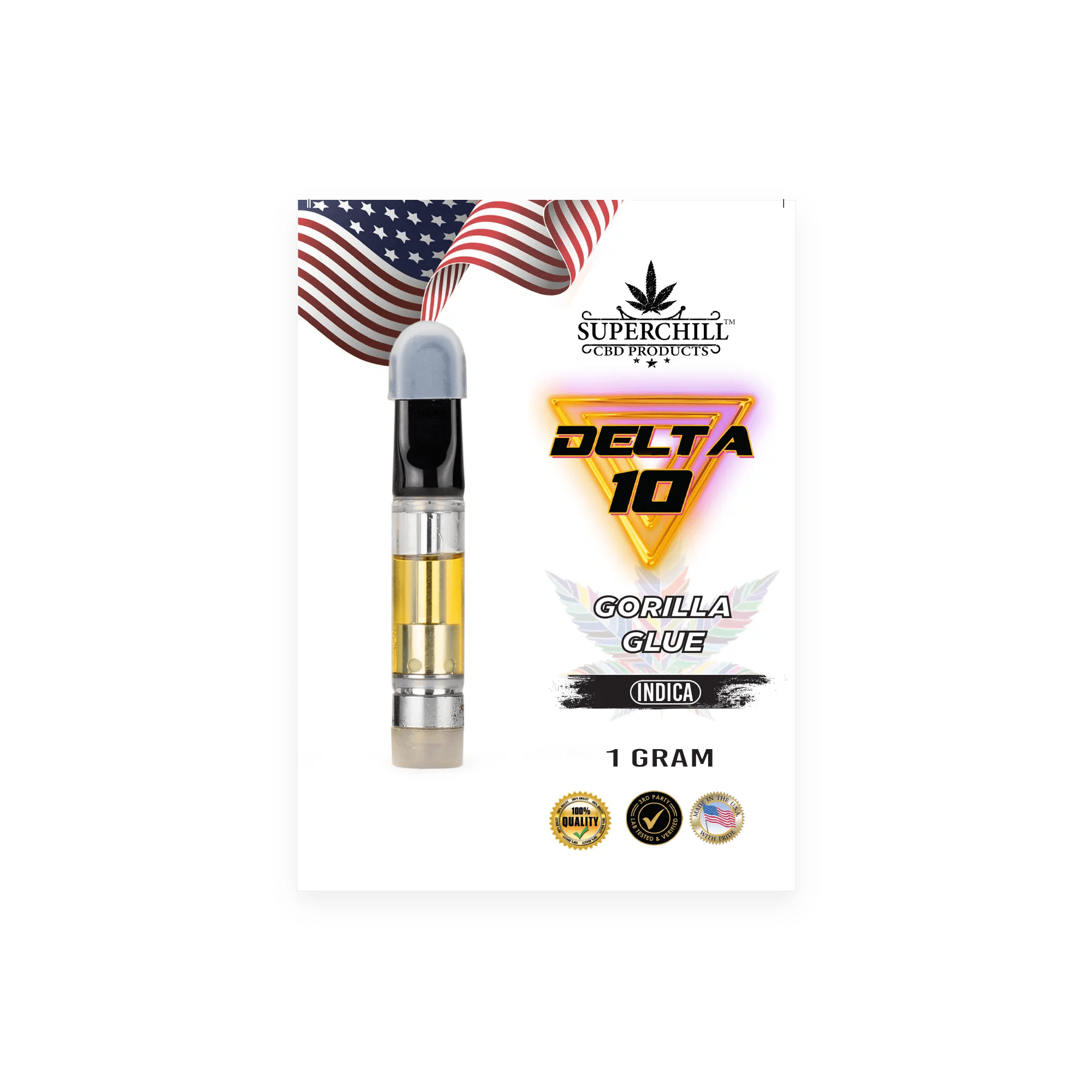 Super Chill CBD - Delta 10 Cartridges - 1 ML - 1000 MG Pre-Filled - High Strength - 100% Natural - Made in USA